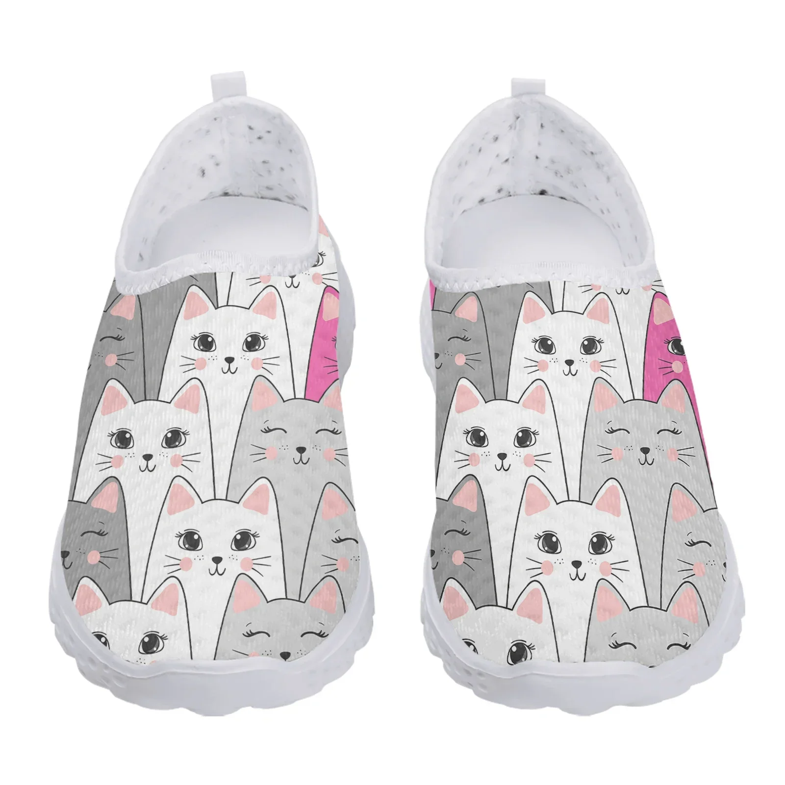 Brand Designs Mesh Shoes For Women Seamless Kawaii Cartoon Cat 3D Printing Lightweight Sneaker Girl Zapatos De Mujer