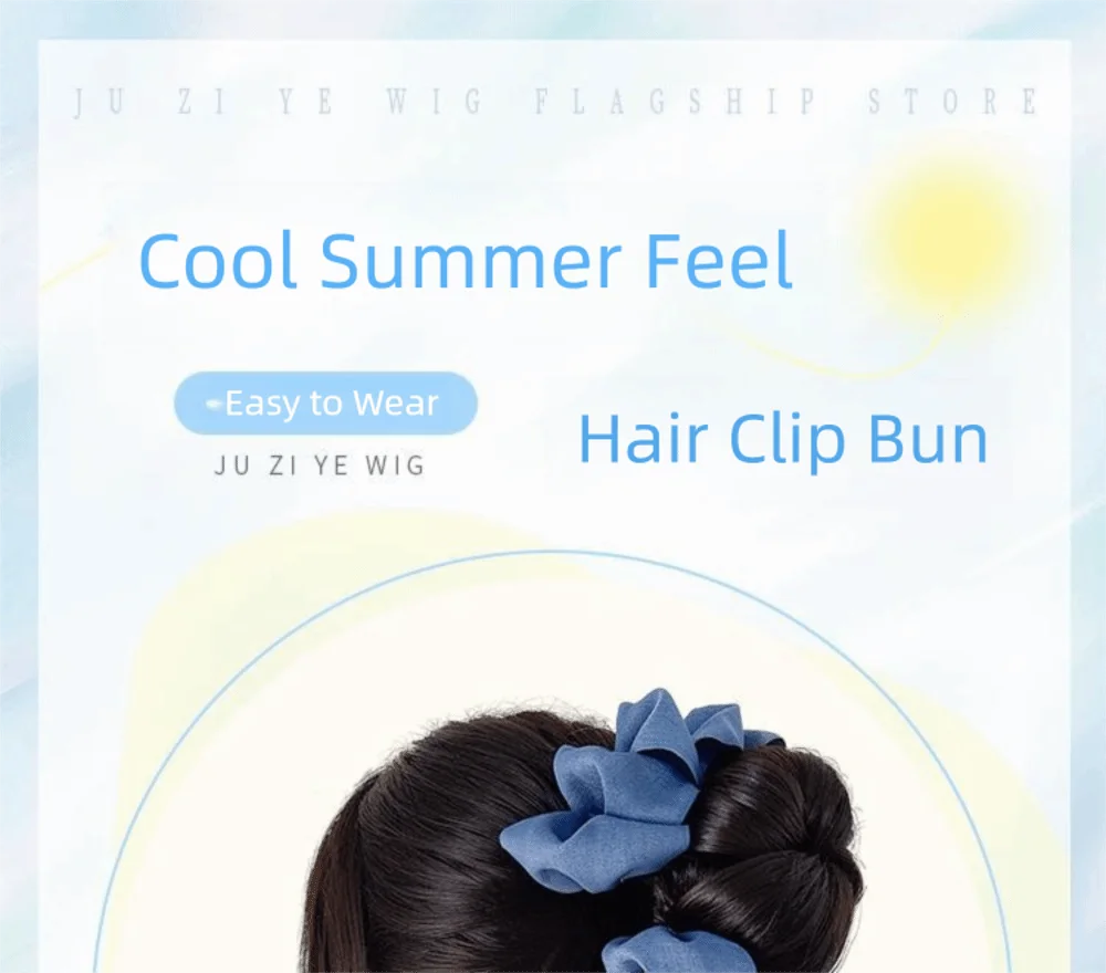 Neue synthetische Haarknoten Klaue Clip Schleife Band Perücke Haarspange flauschig schwarz Haarteil Frauen – Detail 2