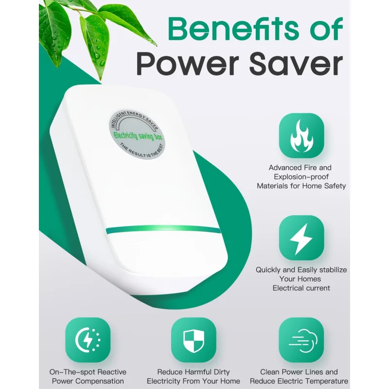 4PCS Smart Power Saver Plug, US Plug Electricity Saving Device, Watt Energy Saver for Home Office Appliances, Plug and Play Powe - 5