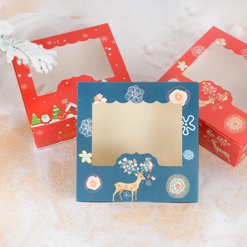 5 Stücke Weihnachten Cookie Box Mit Fenster Süßigkeiten Schokolade Keks Verpackung Boxen Weihnachten Geschenkverpackung 2026 Neujahr Party Leckerli Box – Detail 7