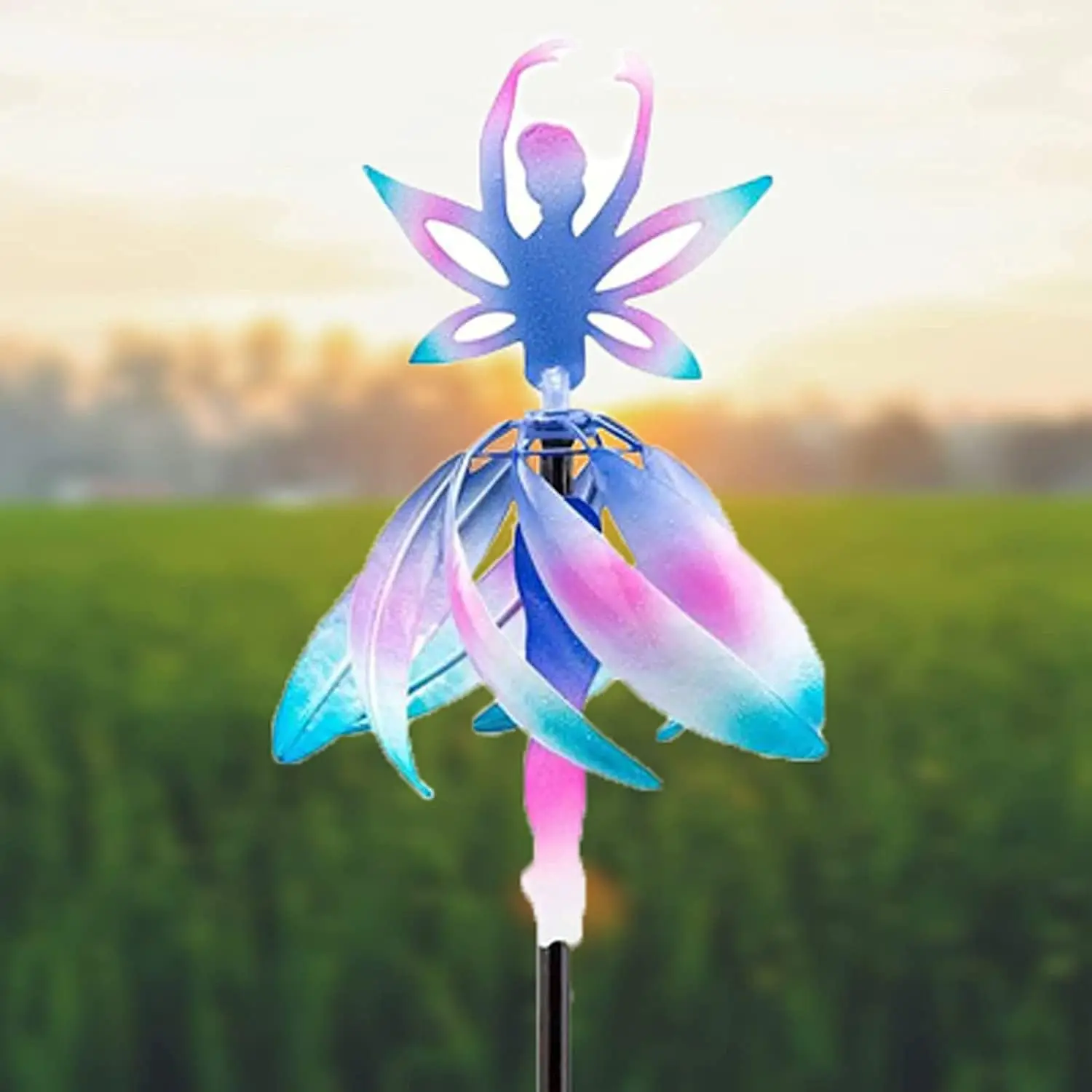 Description Picture 3 of itemElegant Ballerina Wind Spinner Fairy Windmill Outdoor Angel Stakes Garden Ornament Flowerbed Patio Yard Art Decor Pixie Pinwheel