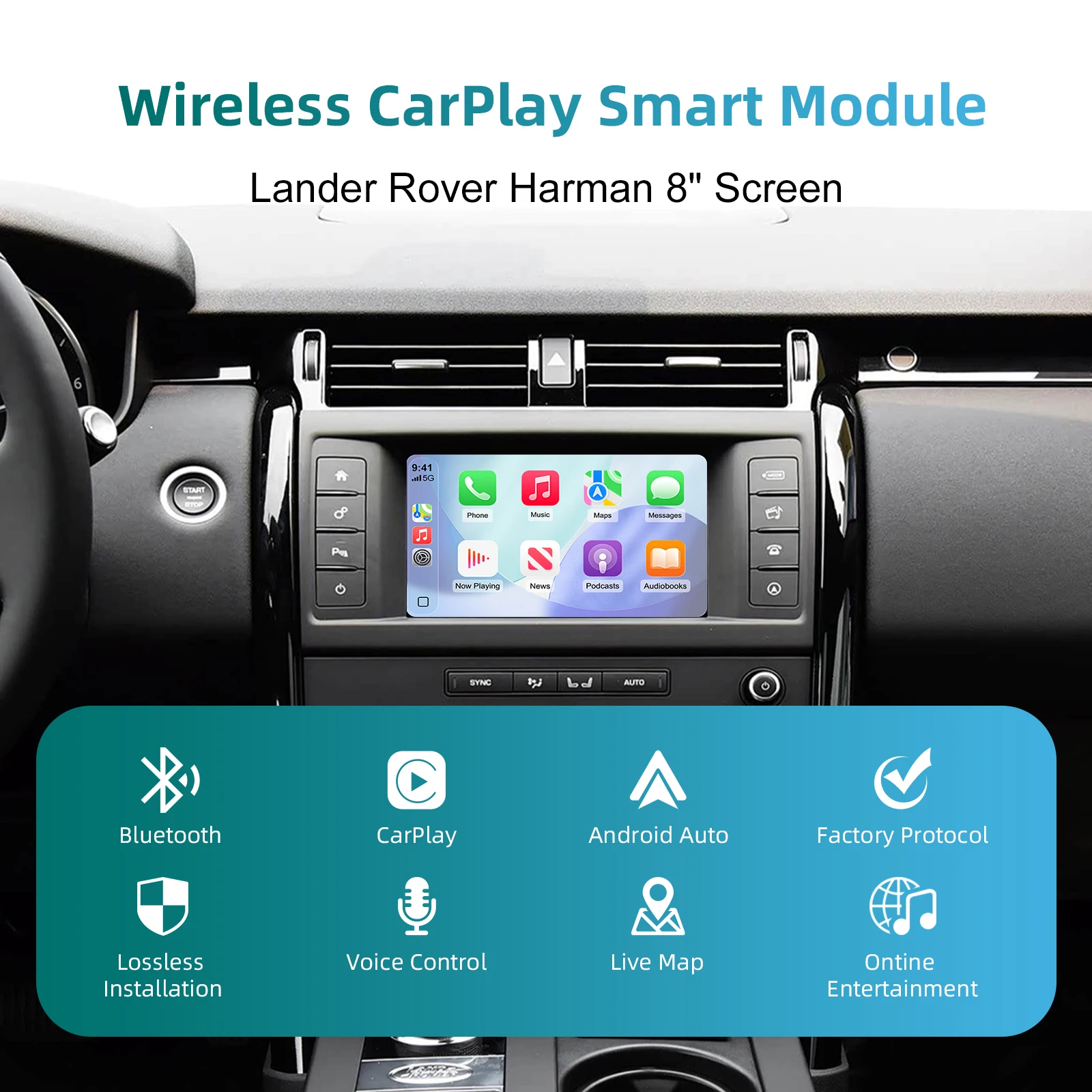Wireless CarPlay Android Auto Decoder Box for Land Rover Harman
