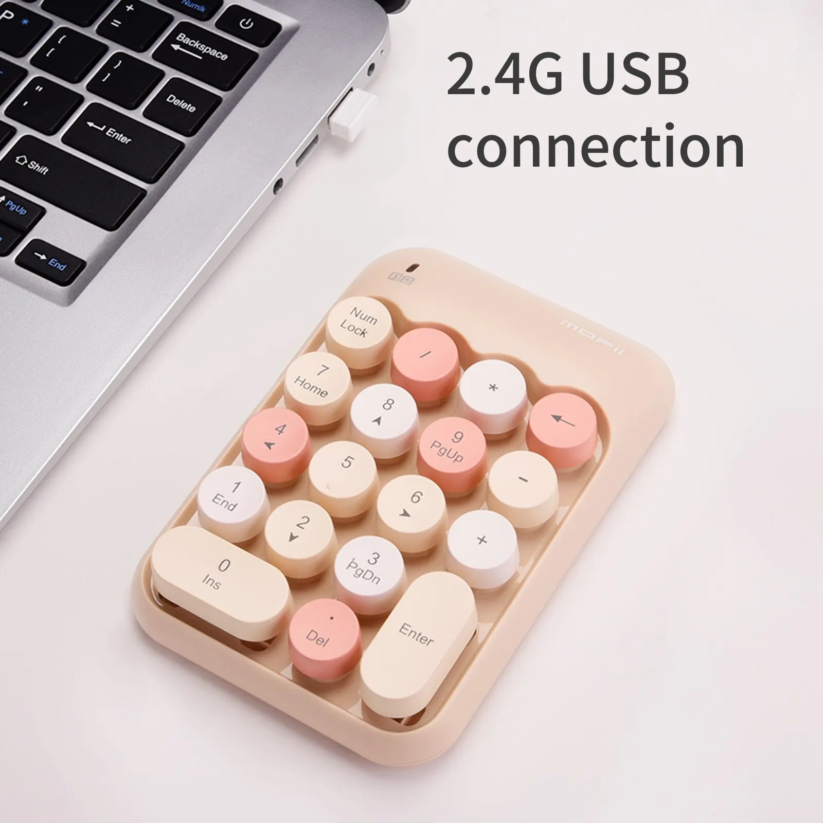 MOFII 무선 숫자 키패드, 다채로운 레트로 미니 휴대용 숫자 키패드, 2.4G 무선 외장 키보드, 컴퓨터, 노트북용