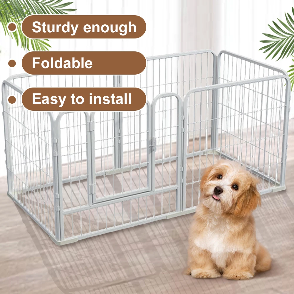 6 Panels Dog Playpen Fence Foldable Exercise Puppy Kennel Cage Heavy Duty Dog Exercise Fence for Dog Cat Rabbit Pet Exercise
