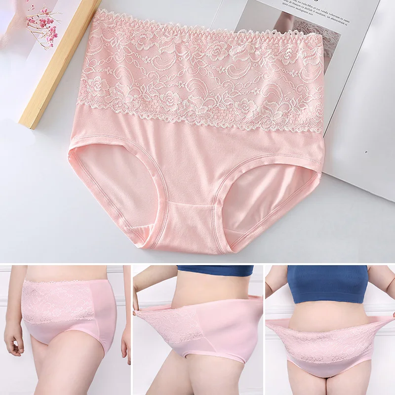 

Plus Size Panties Plus Size High Waist Seamless Underwear Soft Cotton Breathable Sexy Lace Underwear