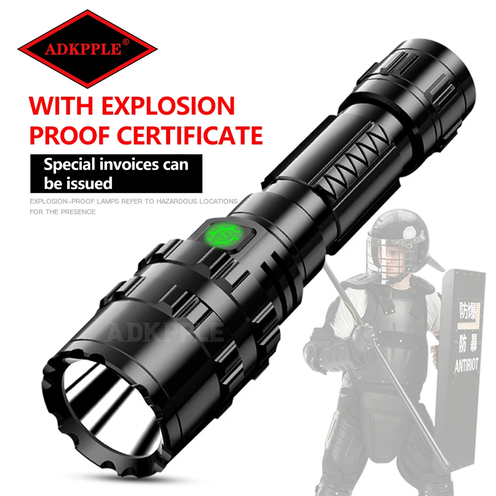 Ex 2400mAh Explosionproof Flashlight Floodlight Self Defence LED Torch