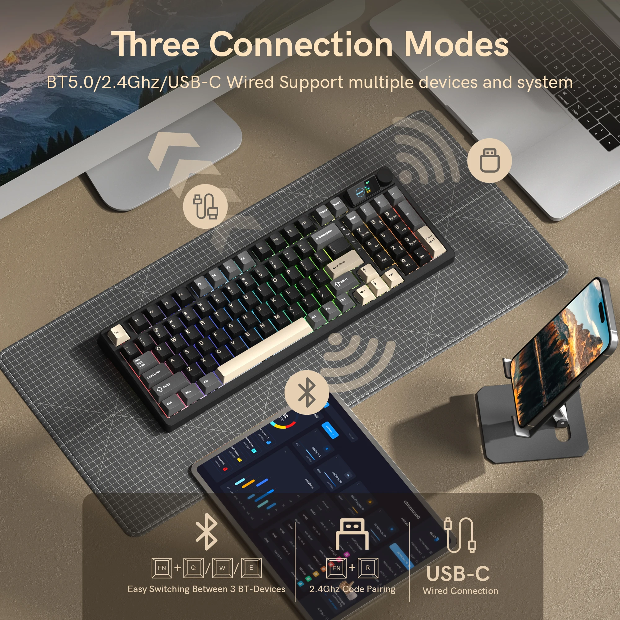 Womier M98 96% 무선 기계식 게이밍 키보드 VIA 지원 트라이 모드 핫스왑 RGB 커스텀 키보드 PC/Mac용