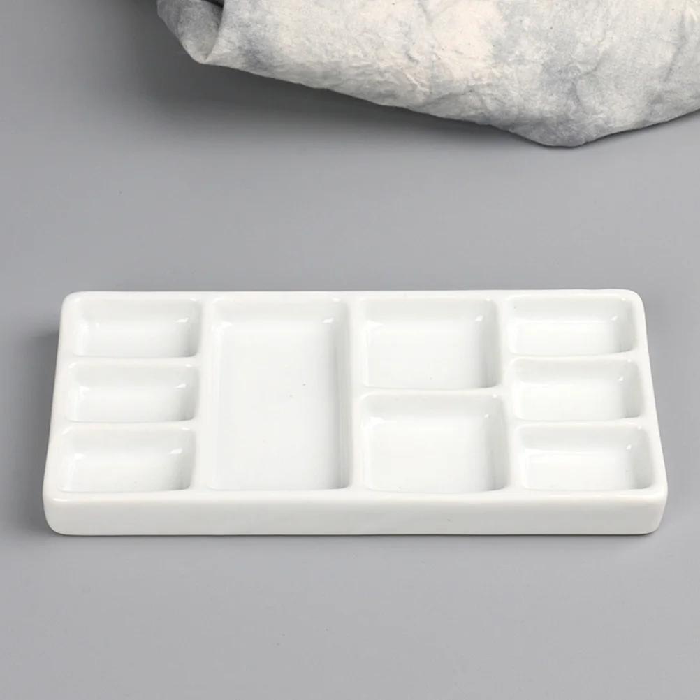 Ceramic Paint Pallet Watercolor Gouache Rectangular Pigment Tray Oil Painting Pallet Palette Art Pigment Plate Ink Plate