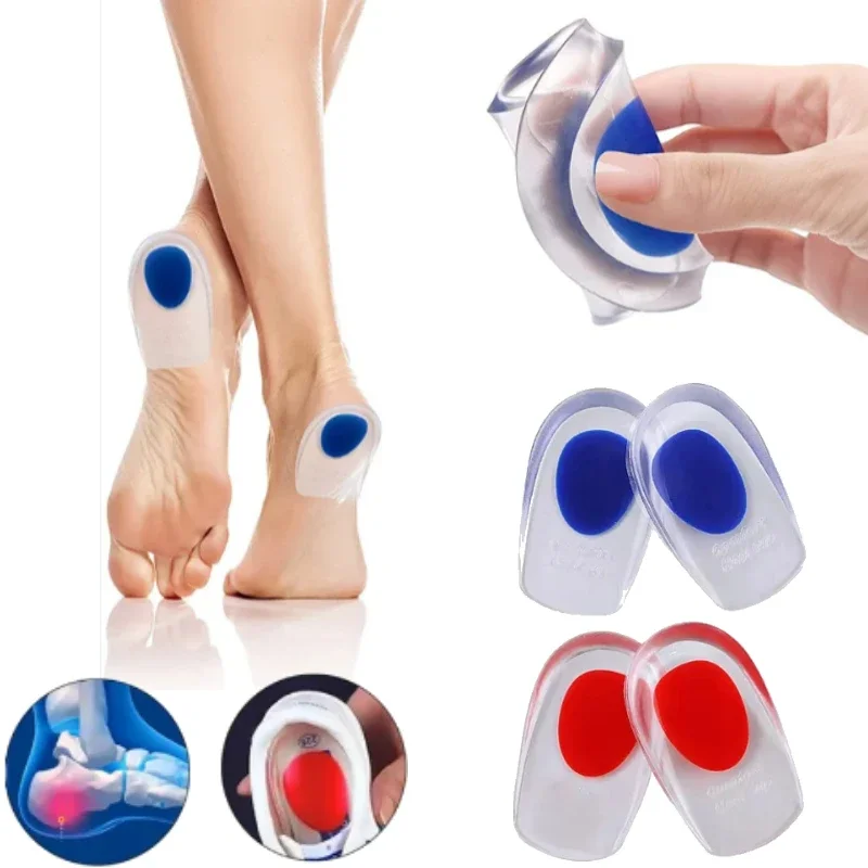 Silicone Heel Cups Gel Insoles for Shoes Men Women Heel Pain Relief Insert Foot Cushion Height Increase Template Shoe Pad 1 Pair