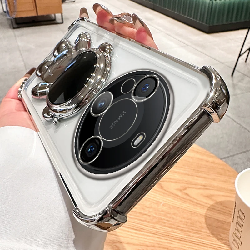 Clear Shockproof Transparent Astronaut Bracket Phone Holder Case