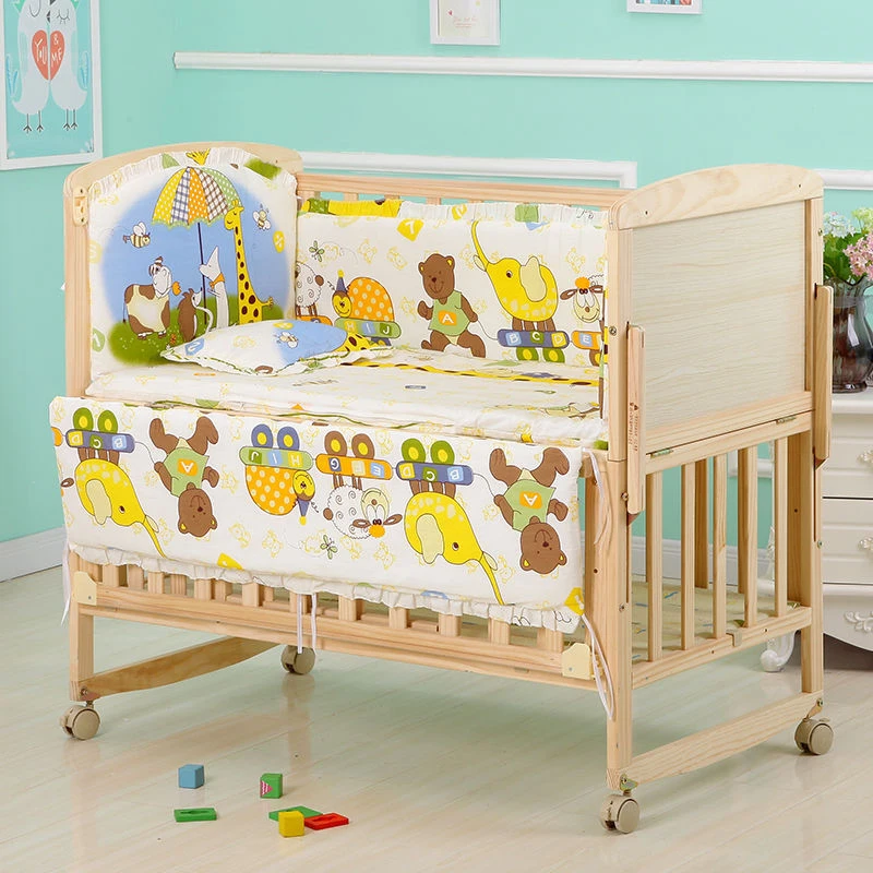 

5Pcs/Set Cartoon Animal Baby Crib Bed Bumper For Newborns Infant Bedding Set 100%Cotton Children's Bed Protector