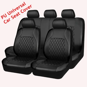 Universal PU Leather Car Seat Covers – Black Sports Style Interior Accessories 1