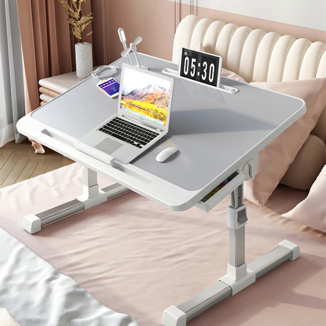 Bureau d'ordinateur portable à élévateur pliable pour lit, support