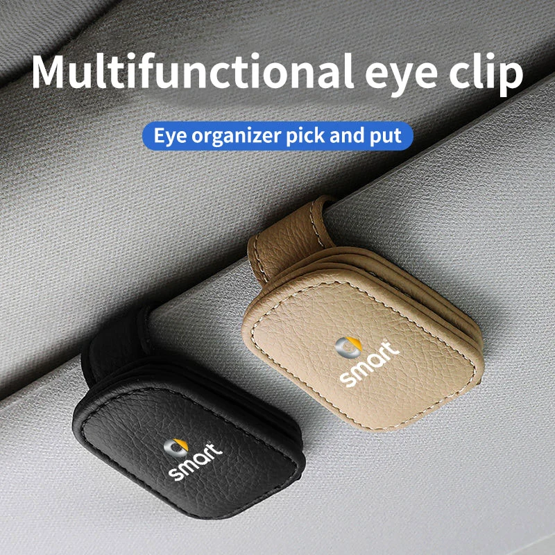 

For Smart Eq Fortwo Forfour 453 451 452 450 454 Roadster Series Auto Sunglasses Holder Leather Clip Glasses Clip