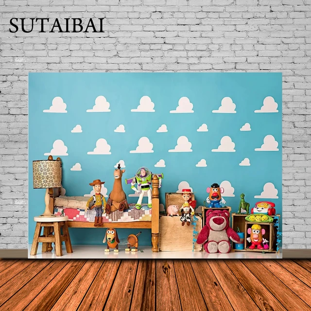 Fondo de feliz cumpleaños para fiesta temática de Toy Story, decoración de  mesa de pastel de cumpleaños para niños, cartel de cumpleaños para bebé -  AliExpress