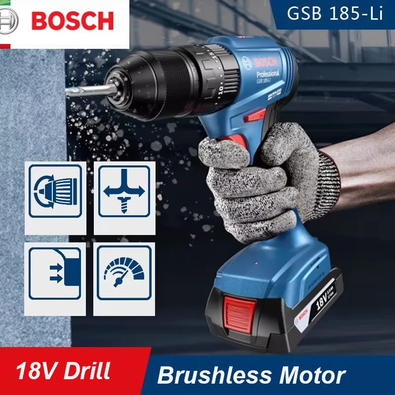 

Bosch Professional GSB185 LI Cordless Impact Drill Brushless Motor 18V Electric Screwdriver Driller Power Tool