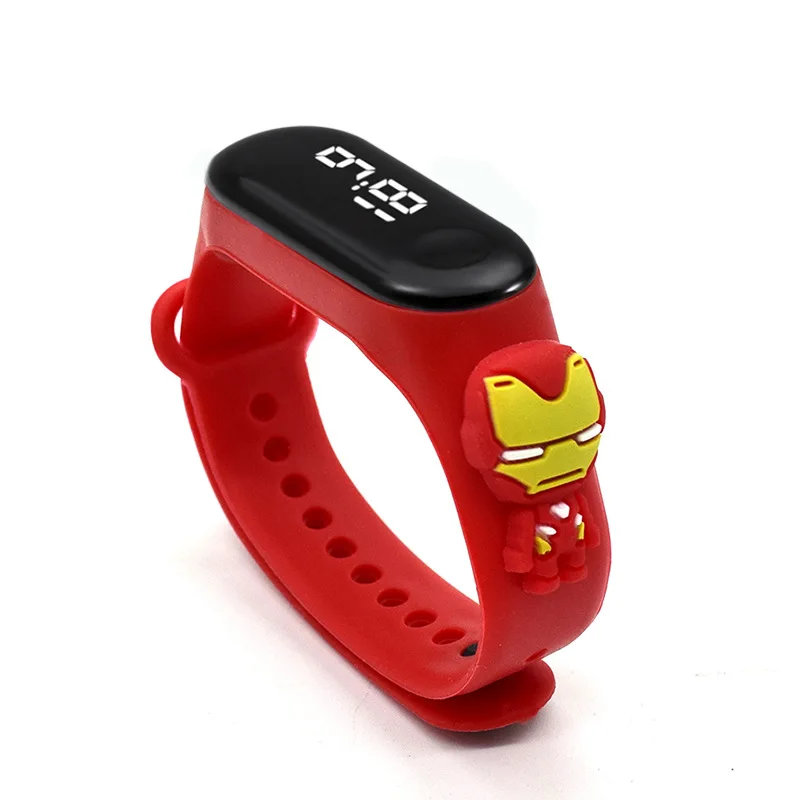 Marvel Spiderman iron Man Captain America Children's digital watch Mickey Stitch LED sports Silicone Watch | Наручные часы