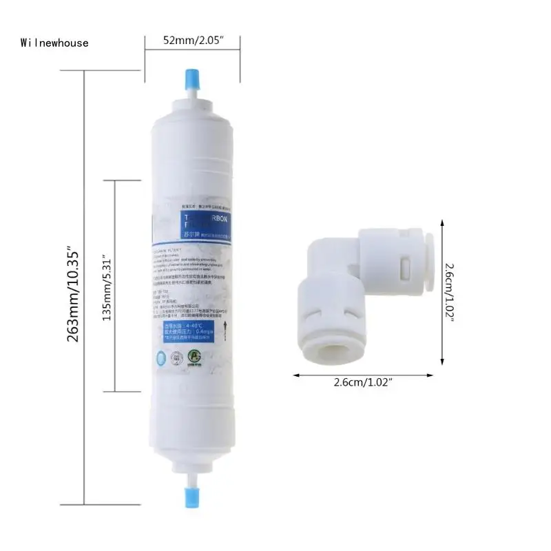 Activated T33 Carbon Post Water Filter Cartridge 10 inch Smell Remover with 2pcs Quick Connection Fittings Dropship