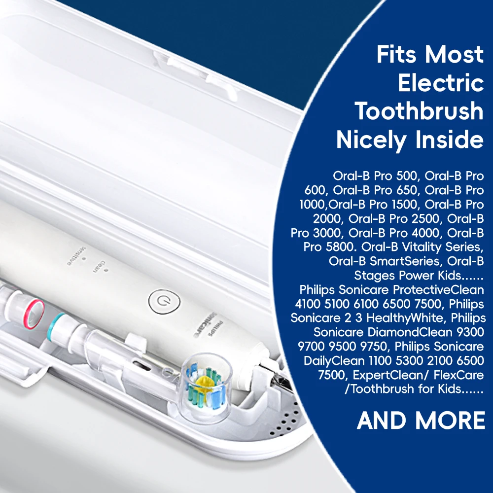 Electric Toothbrush Travel Case with Brush Head Dustproof Covers for Travel, Compatible with Oral B Series Electric Toothbrushes