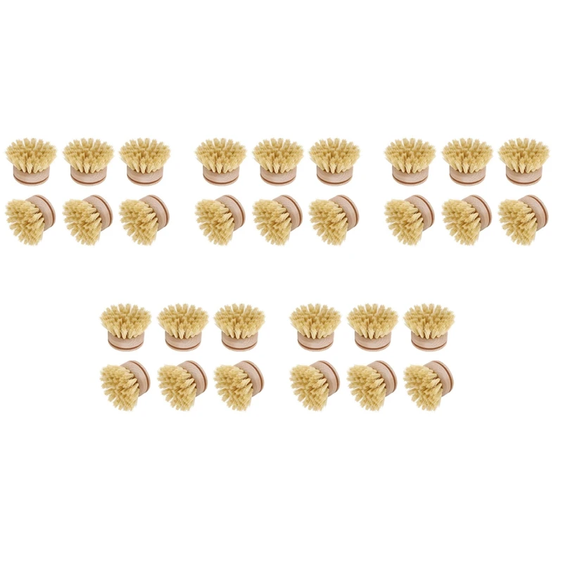 

Washing Up Brush,Dish Brush,30 Pcs Replacement Brush Heads Wooden Cleaning Dish Brush Refillable Kitchen Beech