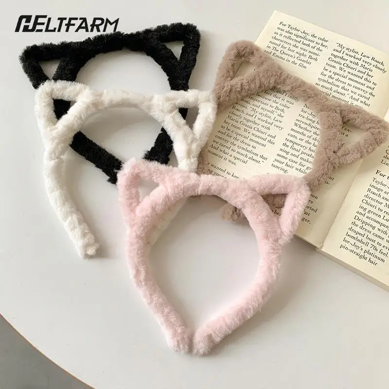 Katze Ohr Stirnband Plüsch Winter Pelzigen Kaninchen Ohr Haarband haarband Für Frauen Haar Zubehör Party Kostüm Headwear