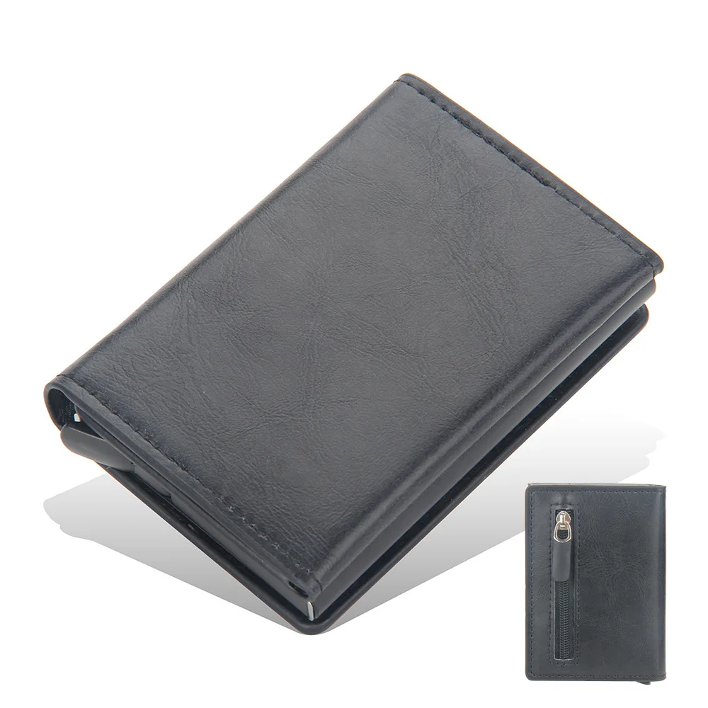 Sleek RFID Blocking Leather Card Holder with Magnetic Buckle
