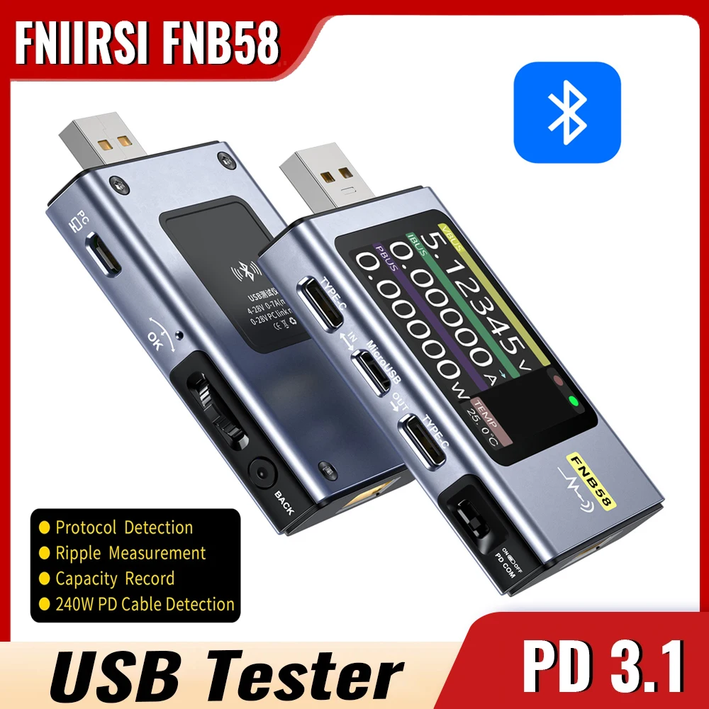 GuliTech USB Tester Charge Detection FNIRSI-FNB58 Digital Voltmeter