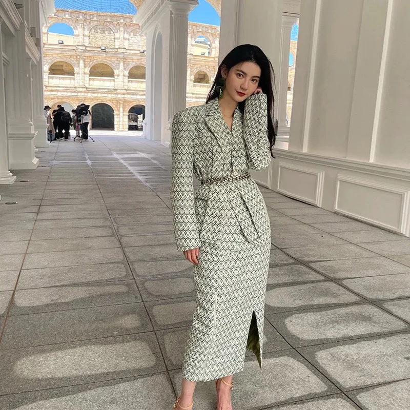 

2024 New Luxury Two-Piece Set, Elegant Dress, Temperament Fashion, TopCoat, Halfcamping Skirt, Autumn, Winter, 2022, New Style
