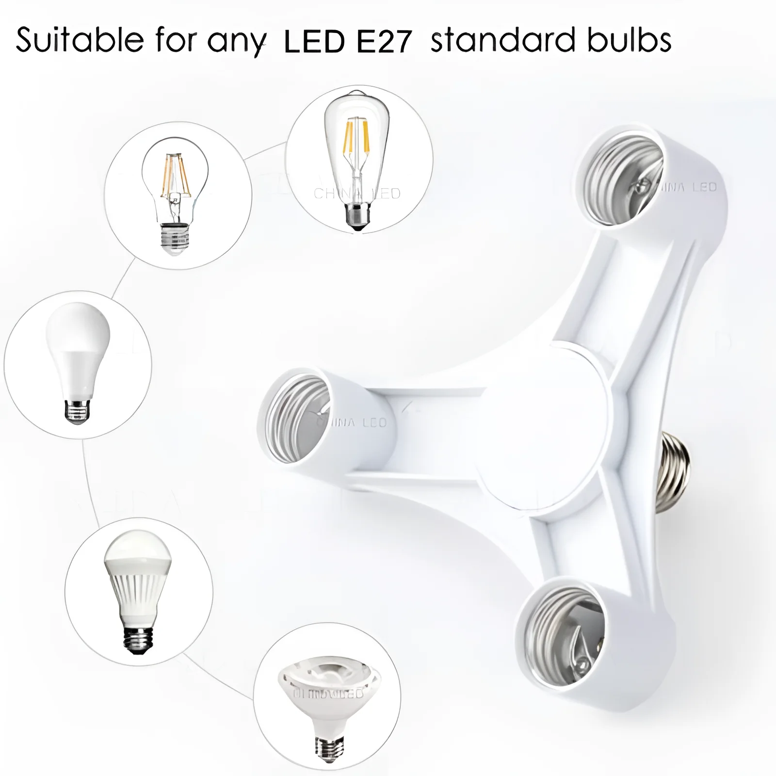 E27 to E27 LED Bulb Lamp Holder 2 in 1/3 in 1/4 1/5 1 Base Socket Splitter LED Lamp Socket Light Bulb Adapter Holder lamp bulb holder lamp holder lamp base lamp socket extender socket converter led lamp base lamp socket adapter