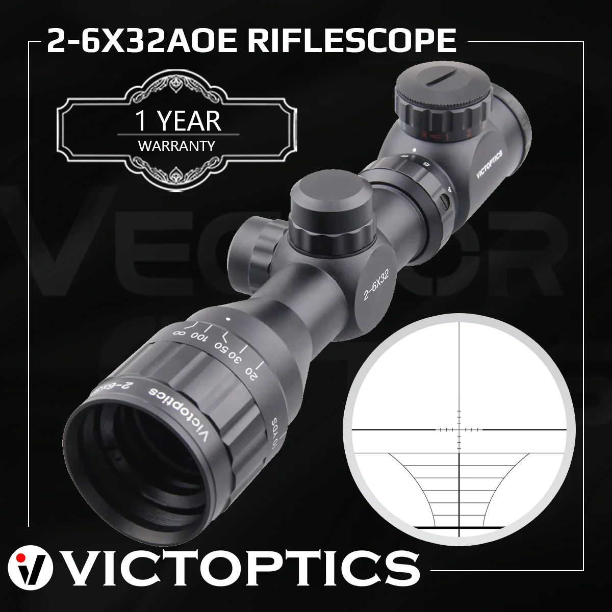 Rifle Scope Victoptics 2-6X32 Aoe Hunting Scope Range Finder Reticle Riflescope Red Green Illuminate Scopes Airgun Lunettes