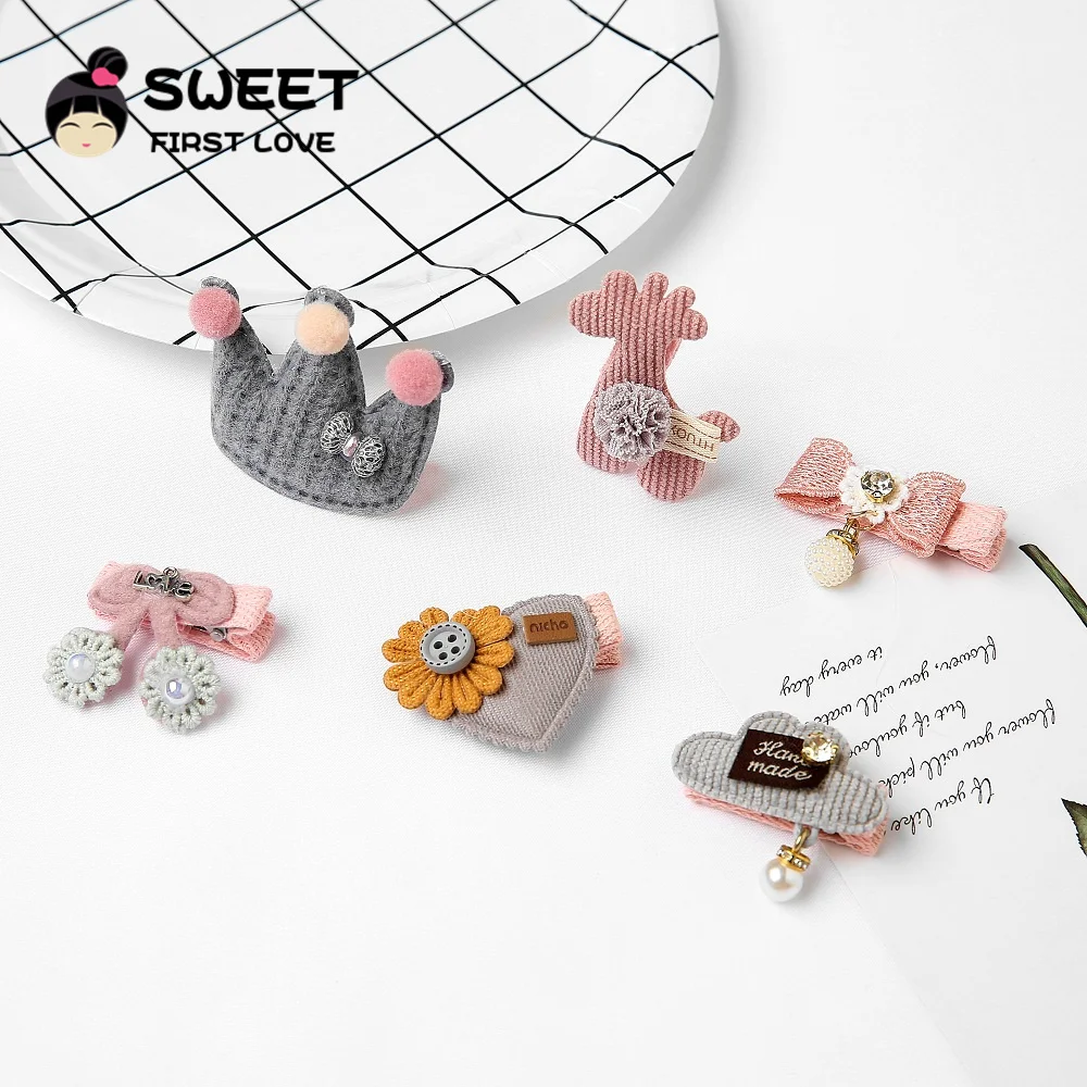 5Pcs/Set Animal Cotton Hair Clips for Children Girls