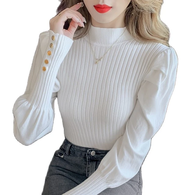 Winter White Sweaters Ladies  Women Korean Fashion Winter Tops - White  Black Sleeve - Aliexpress