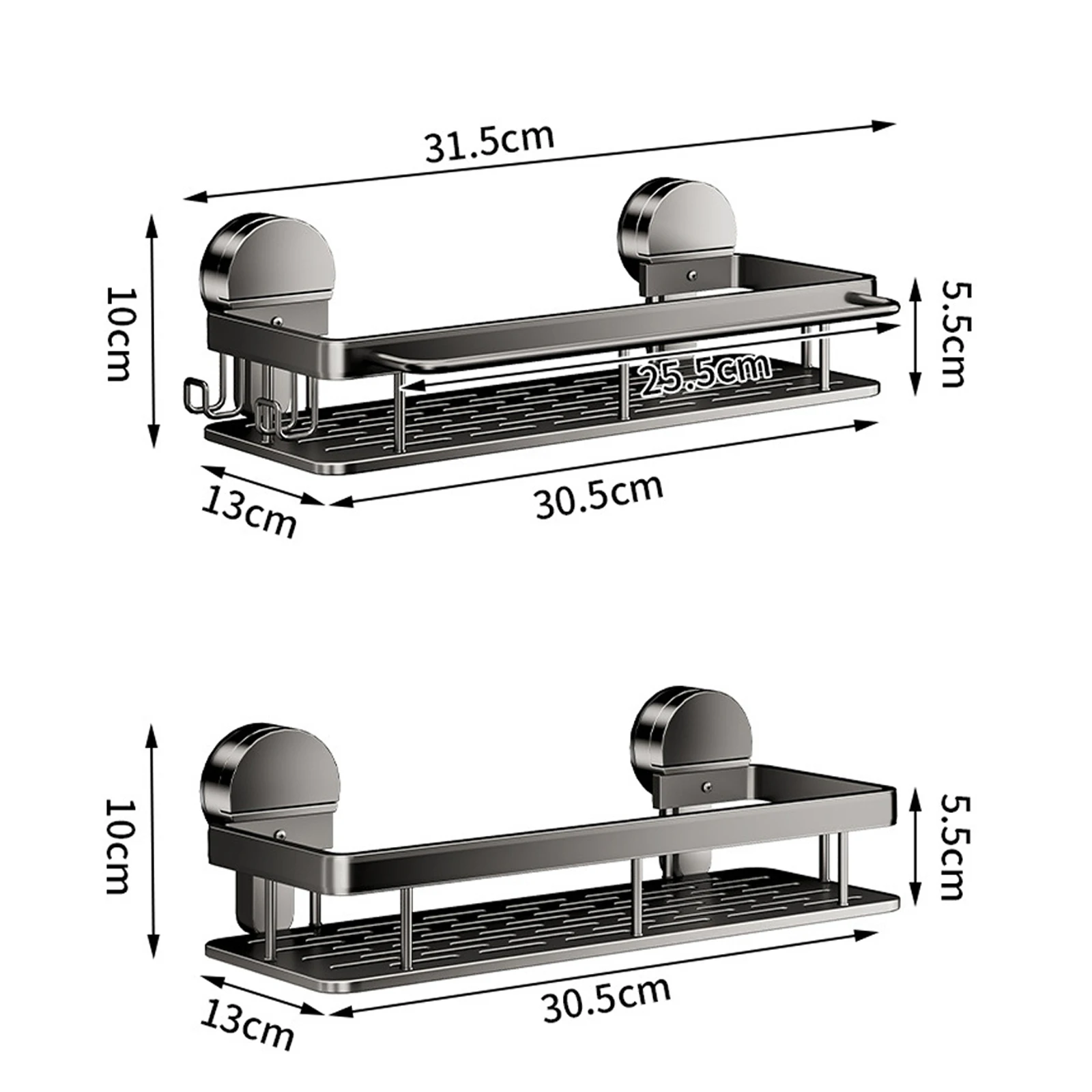 Suction Cup Bathroom Shelf No Drill Wall Mounted Shampoo Bottle Shower Rack Toilet Storage Rack Aluminum Bathroom Kitchen 6