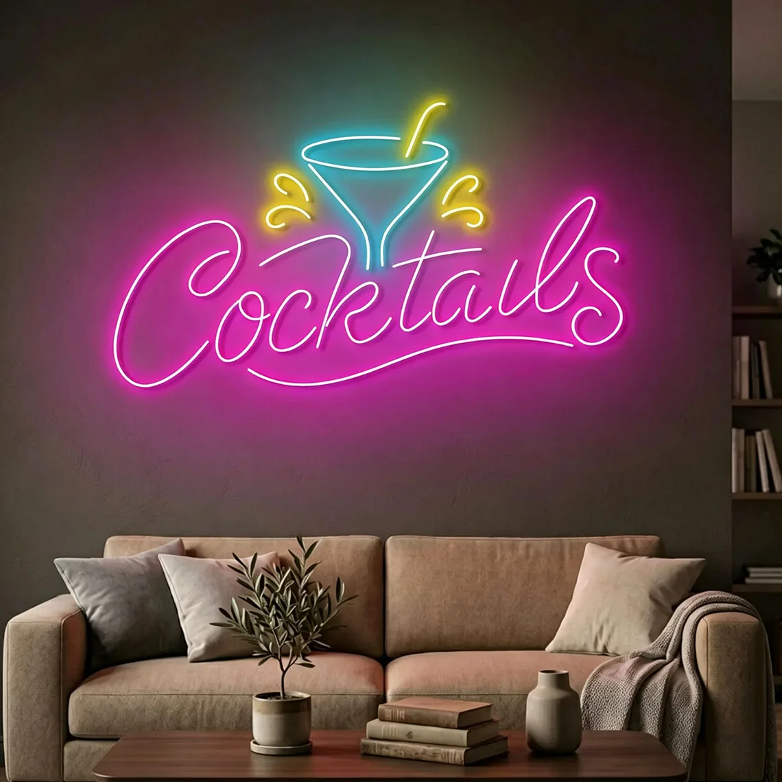 Cocktail Neon Sign, Bar Lounge Decor, Pub or Man Cave Decor, Cocktail Wall Art, Bar Sign, Unique Gift For Dad/Him/Bartender image 7