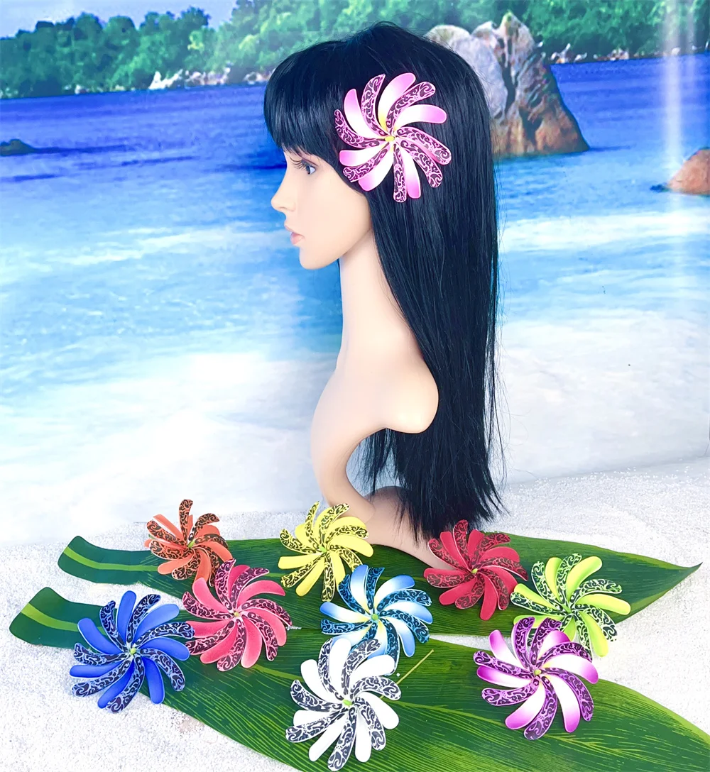 Hawaii Hair Clip Foam Flower Cluster Plumeria Pink