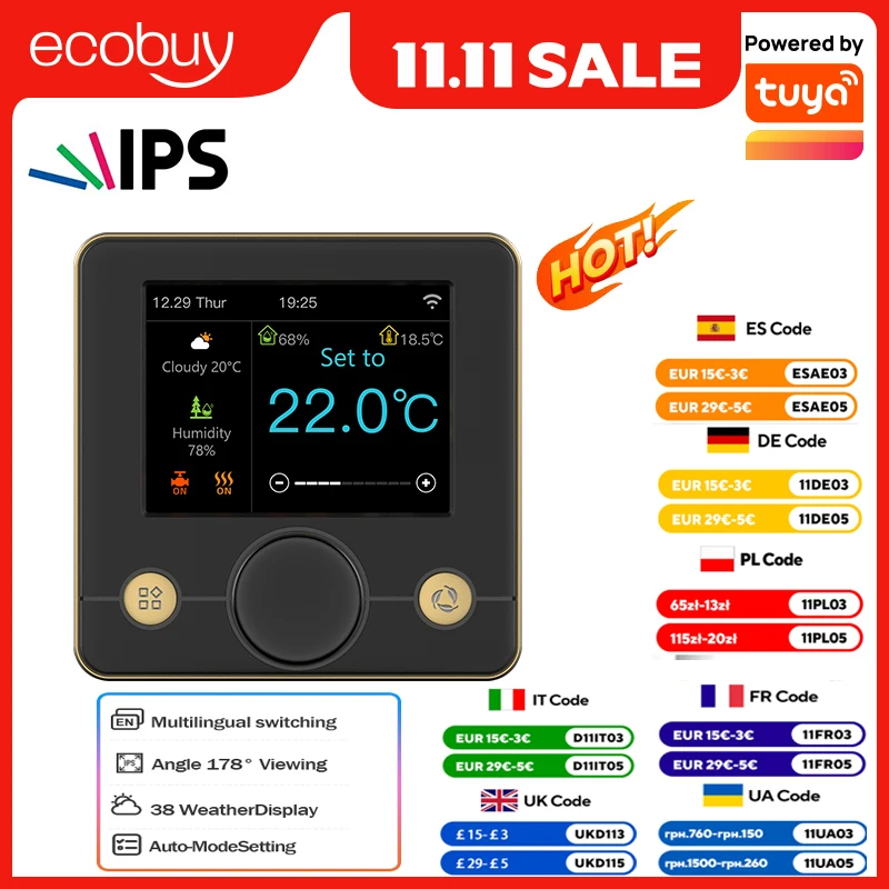 สมาร์ท Tuya Room Wifi Thermostat เครื่องทําความร้อนใต้พื้นโปรแกรมควบคุมอุณหภูมิแบบดิจิตอล Alexa Google Home Smartlife 1