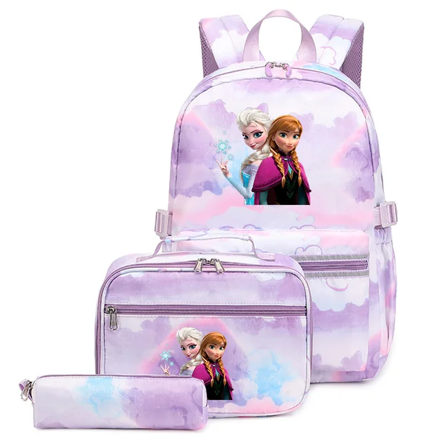 RALME Disney Frozen 2 Lunch Box with Princesses Elsa and Anna - Soft Insulated Lunch Bag for Girls, Purple