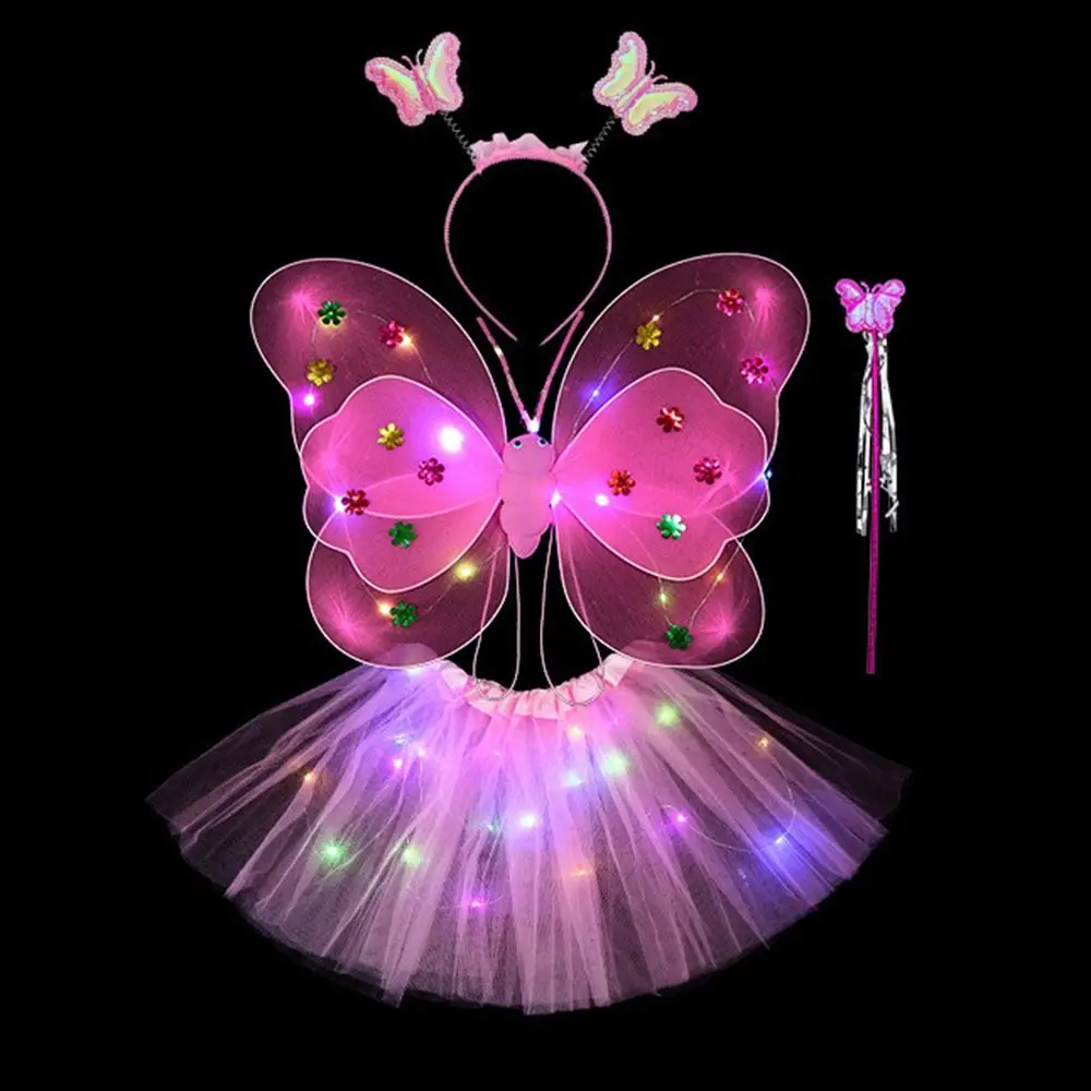 Angel Luminous Wings LED Children Costume Props Girls Skirts Butterfly Lights 2-8year