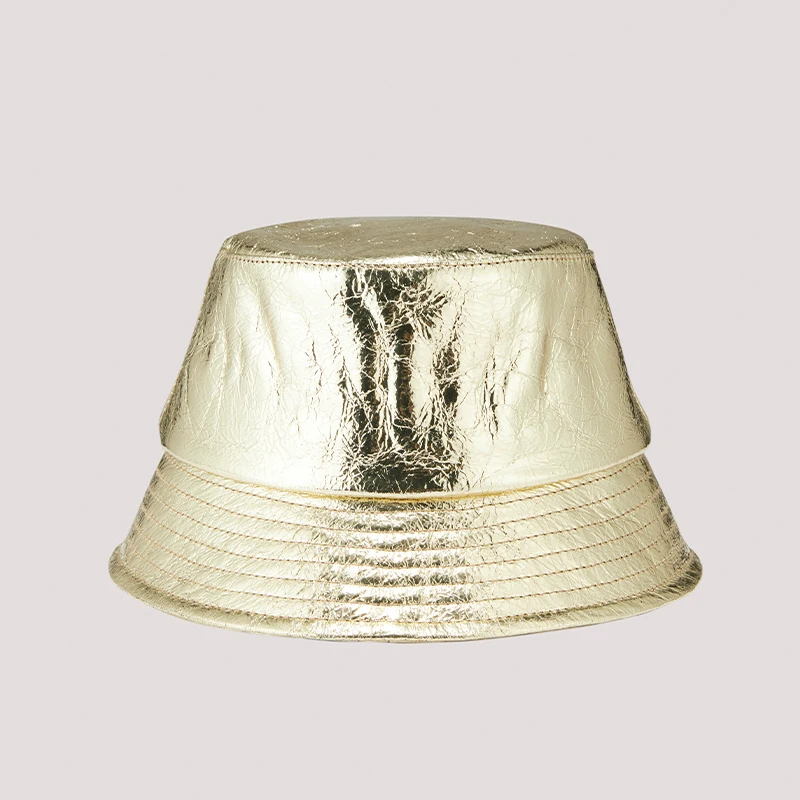 

Leather Bucket Hat Men Fashion Kpop Jungkook Harajuku Hip Hop Caps Male Shiny Golden Silver Versatile Malbon Basin Hat Bob Homme