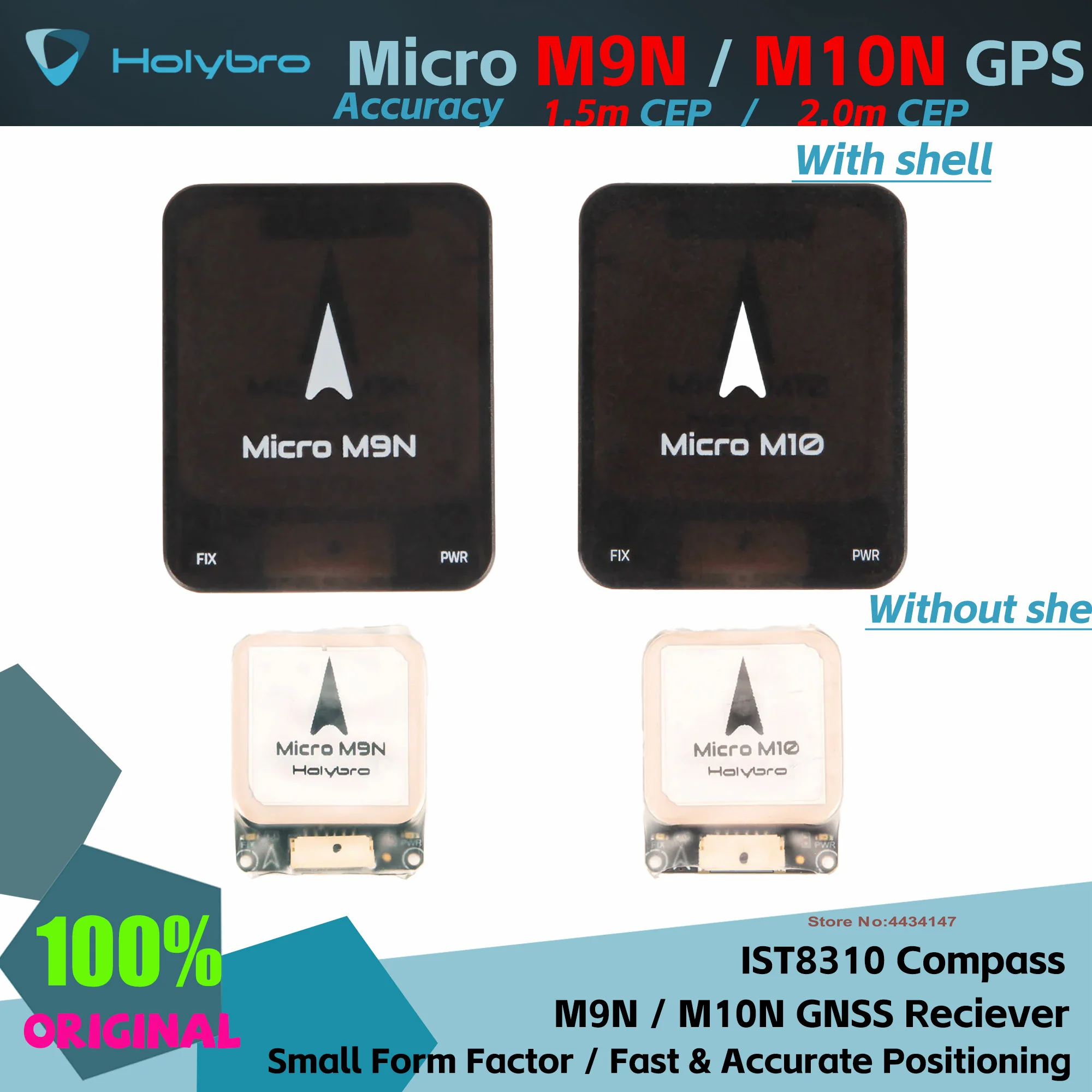 Micro GPS GNSS u-blox M10/M9N avec boussole IST8310 pour drones FPV