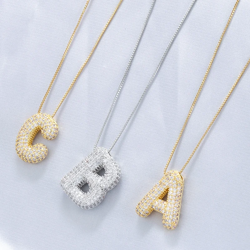 Zirconia A-Z letters necklace chain necklace