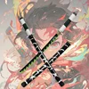 80CM Demon Slayer Samurai Kyoujurou Wooden Toy Sword Tengen Anime Character Props Gift 6