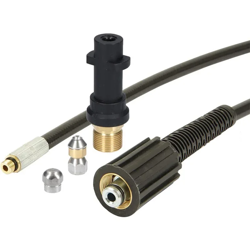 Pressure Washer Hose Sewer Drain Water Cleaning Hose Pipe Cleaner Kit Female M22 to1/4 Rotating Jet Nozzle For Karcher High Pressure Washer Hose