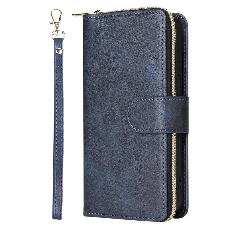 Zipper Wallet Leather Phone Case - Premium Cover with Card Slots