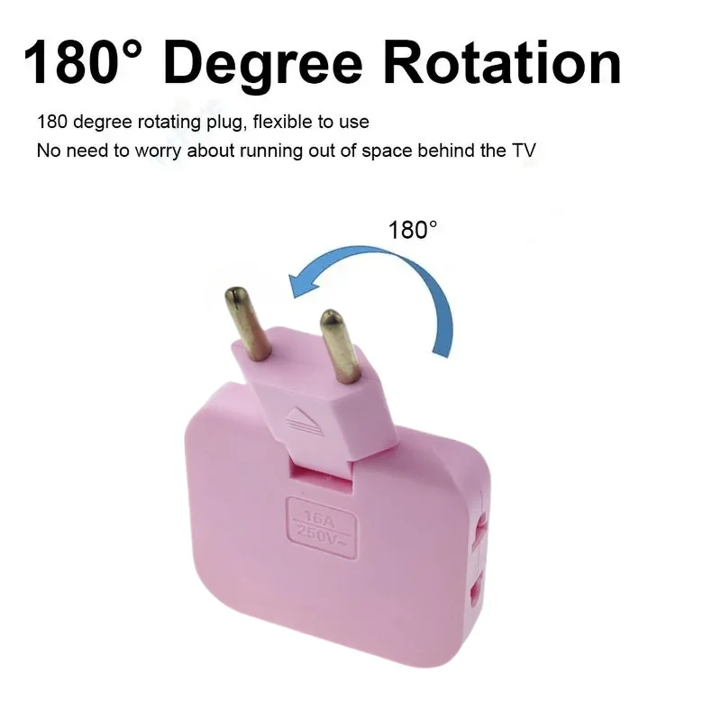 EU Plug 3-in-1 Rotating Power Strip with Extension Sockets