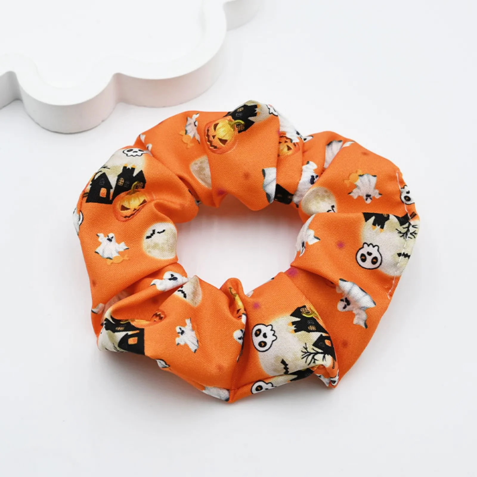 1/3PCS Halloween - Themed Scrunchies Set, 3 Pcs with Pumpkin & Ghost Prints, Cute Hair Accessories for Festive Looks