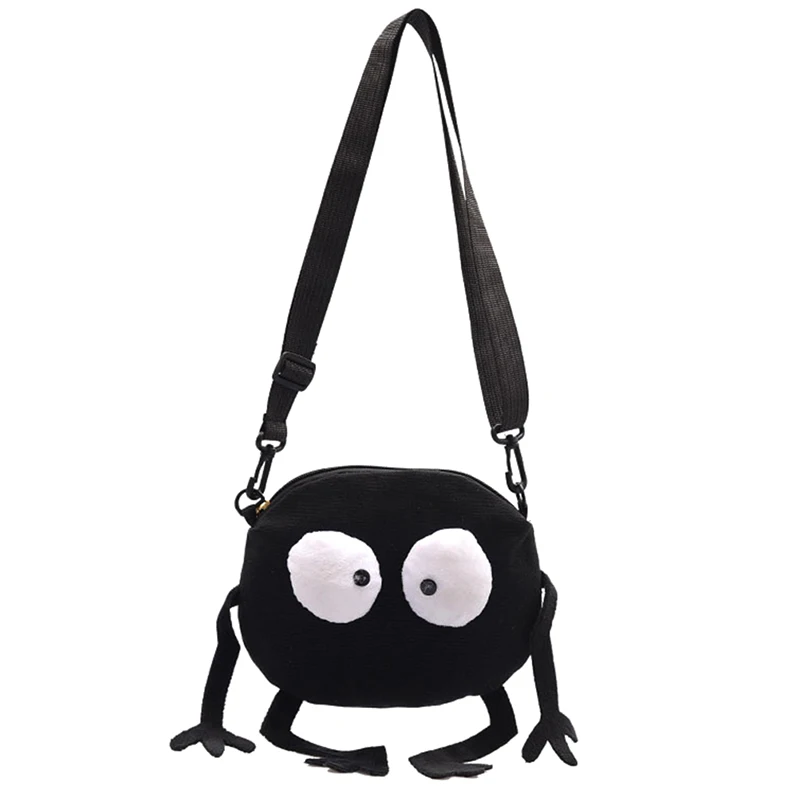 Bolso de hombro de lona con ojos grandes para niñas y mujeres, bolsa de mensajero con briquetas negras, monedero, Mini bolso cruzado, moda, nuevo