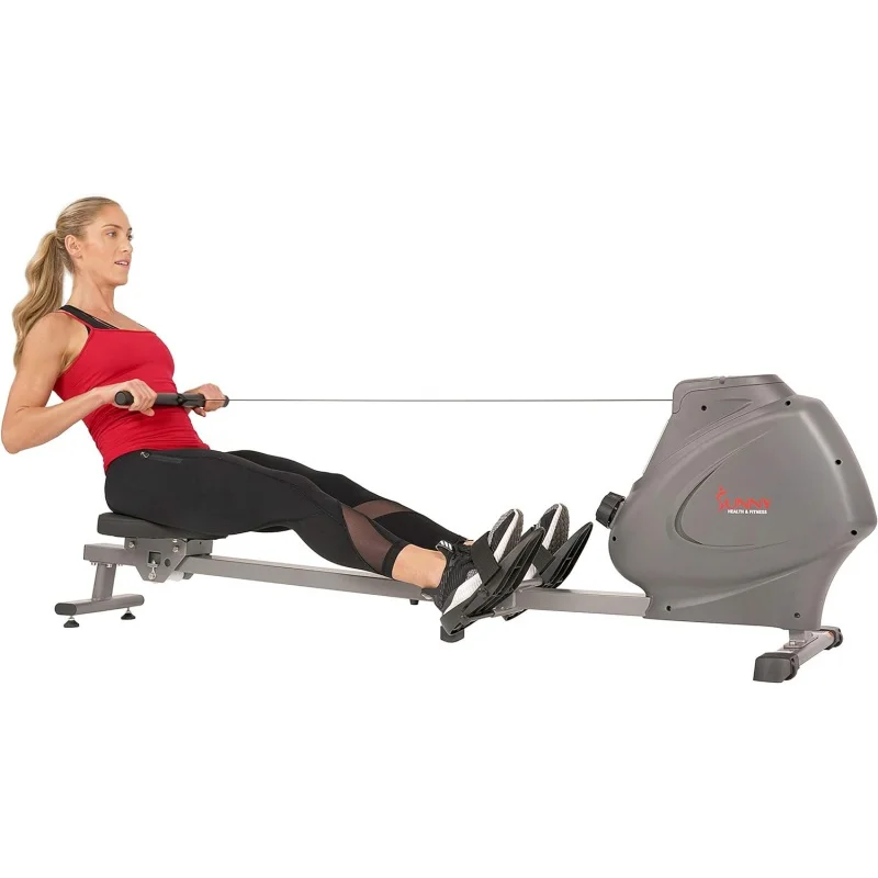 

Sunny Health & Fitness Compact Folding Magnetic Rowing Machine with 43 Inch Slide Rail, 285 LB Max Weight, Synergy Power Mot
