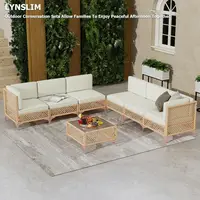 7-Piece Wicker Sectional Patio Set with Large Tempered Glass Coffee Table and Waterproof Cushions 4