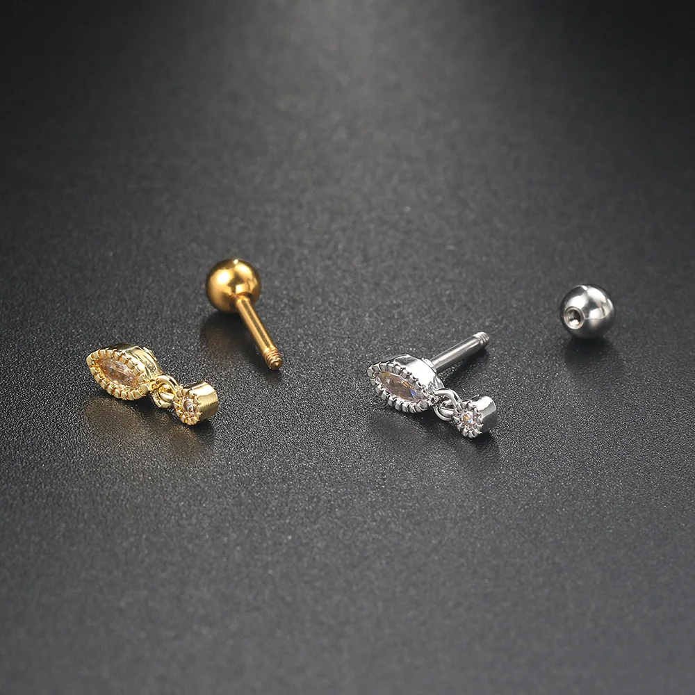 Helix Daith Flache Piercing Stud Ohrringe für Frauen Edelstahl Schraube Earing Knorpel Tragus Conch Ohr Lappen Mode Schmuck – Detail 10